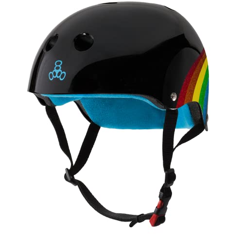 إå ܡ ȥܡ ǥ ľ͢ Triple Eight THE Certified Sweatsaver Helmet for Skateboarding, BMX, and Roller Skating, Rainbow Sparkle Black, Large / X-Largeإå ܡ ȥܡ ǥ ľ͢