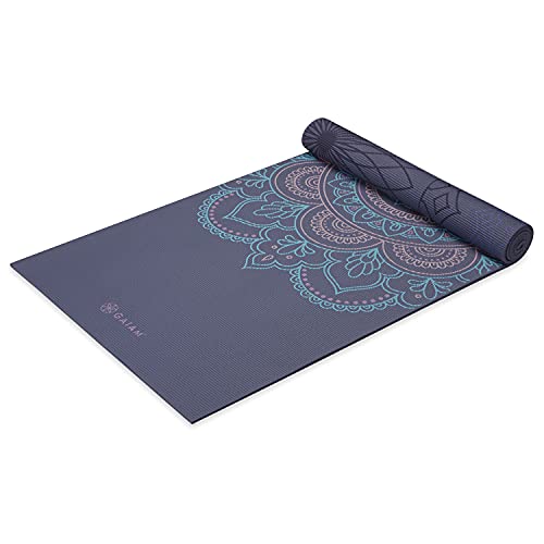 襬ޥå եåȥͥ Gaiam Yoga Mat Premium Print Reversible Extra Thick Non Slip Exercise & Fitness Mat for All Types of Yoga, Pilates & Floor Workouts, Purple Illusion, 6mm襬ޥå եåȥͥ