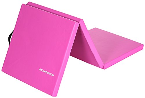 ヨガマット フィットネス Signature Fitness 2 Thick Three Folds Folding Exercise Mat with Carrying Handles for MMA, Gymnastics and Home Gym Protective Flooring, Pinkヨガマット フィットネス