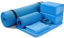 ヨガマット フィットネス BalanceFrom GoYoga 7-Piece Set - Include Yoga Mat with Carrying Strap, 2 Yoga Blocks, Yoga Mat Towel, Yoga Hand Towel, Yoga Strap and Yoga Knee Pad (Blue, 1/2