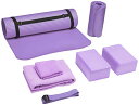 ヨガマット フィットネス BalanceFrom GoYoga 7-Piece Set - Include Yoga Mat with Carrying Strap, 2 Yoga Blocks, Hand Towel and Knee Pad (Purple, 1/2