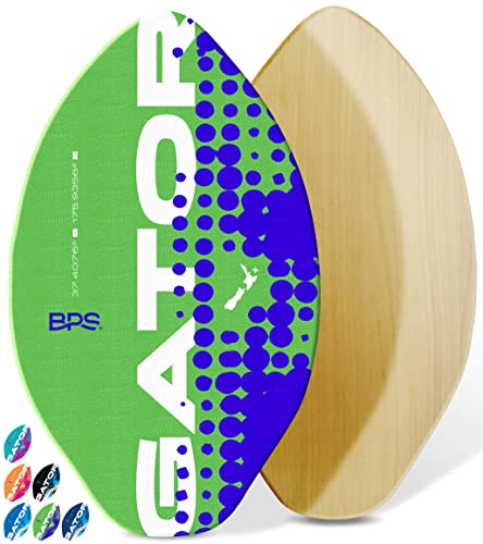 T[tB XL{[h }X|[c BPS 'Gator' 30 Inch No Wax Needed Skim Board - High Gloss Coated Wood Skimboard with EVA Pads - Skim Board for Beach or Flatland (Green)T[tB XL{[h }X|[c