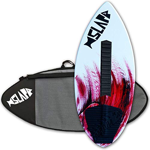 サーフィン スキムボード マリンスポーツ USA Made Slapfish Skimboard - Fiberglass & Carbon - Riders up to 140 lbs - 41" with Traction Deck Grip - Kids & Adults - 4 Colors (Red Board + Arch Bar & Board Bag)サーフィン スキムボード マリンスポーツ