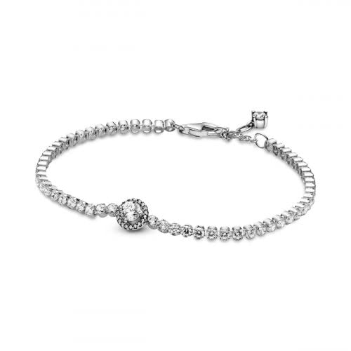 パンドラ ブレスレット チャーム アクセサリー ブランド Pandora Sparkling Halo Tennis Bracelet - Silver Bracelet for Women - Features Sterling Silver & Cubic Zirconia - Gift for Her - 6.3"パンドラ ブレスレット チャーム アクセサリー ブランド