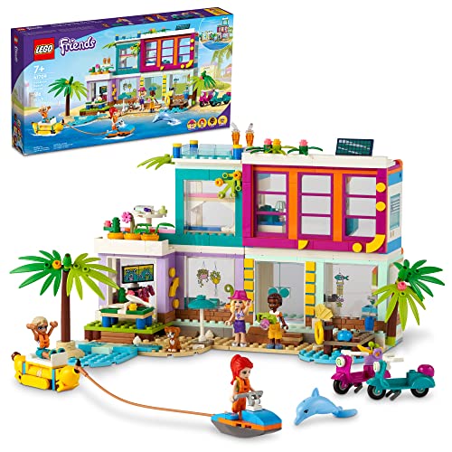 쥴 ե LEGO Friends Vacation Beach House 41709 Building Kit; Gift for Kids Aged 7+; Includes a Mia Mini-Doll, Plus 3 More Characters and 2 Animal Figures to Spark Hours of Imaginative Role Play (686 Pieces)쥴 ե