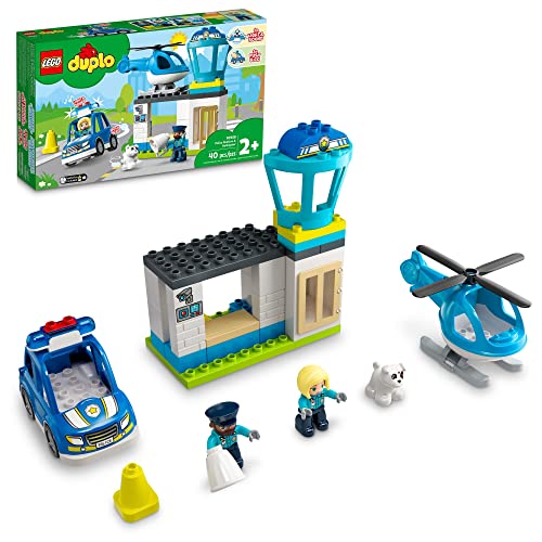 レゴ デュプロ LEGO DUPLO Rescue Police Station 10959 Push & Go Car Toy with Lights and Siren Plus Helicopter, Early Learning Toys for Toddlers, Boys & Girls 2 Plus Years Oldレゴ デュプロ