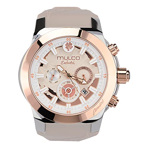 楽天angelica腕時計 マルコ レディース MULCO Watch for Women Enchanted Maple - Analog Display Large Face Watch Silicone Rose Gold Watch Stainless Steel Quartz Waterproof Watch - Beige腕時計 マルコ レディース