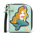 chala z pb` EHbg ` CHALA Zip Around Wallet, Wristlet, 8 Credit Card Slots, Sturdy Pu Leather - Mermaid A - Bluechala z pb` EHbg `