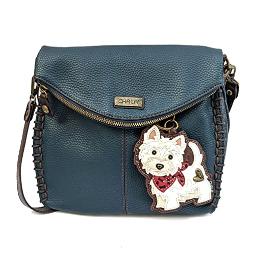 chala バッグ パッチ カバン かわいい CHALA Charming Crossbody Bag Shoulder Handbag With Flap Top and Zipper Navy/Pewter (Navy_ Westie)chala バッグ パッチ カバン かわいい