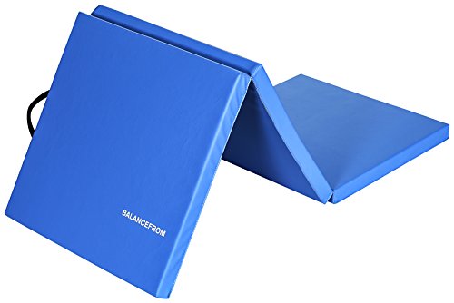 ヨガマット フィットネス Signature Fitness 2 Thick Three Folds Folding Exercise Mat with Carrying Handles for MMA, Gymnastics and Home Gym Protective Flooring, Blueヨガマット フィットネス