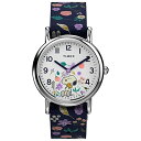 rv ^CbNX fB[X Timex Womens Watch Peanuts Weekender Casual Ladies Wristwatch - Featuring Snoopy and Woodstock in a Floral Motif, Silver-Tone Case with Blue Fabric Strap (31mm)rv ^CbNX fB[X