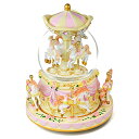スノーグローブ 雪 置物 インテリア 海外モデル Carousel Snow Globe Gift, Music Box with Light 8-Horse ...