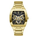 ゲス 腕時計 ゲス GUESS メンズ GUESS Men's Trend Multifunction Tonneau 43mm Watch ? Black Dial Gold-Tone Stainless Steel Case & Bracelet腕時計 ゲス GUESS メンズ