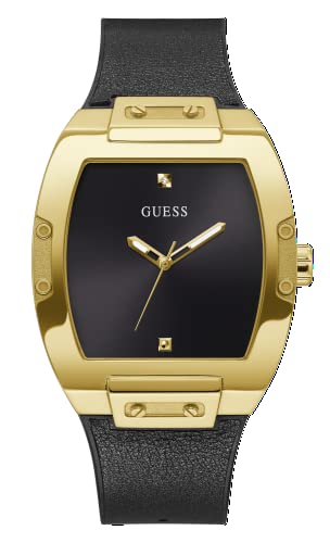 楽天angelica腕時計 ゲス GUESS メンズ GUESS Men's Trend Casual Tonneau Diamond 43mm Watch ? Black Dial Gold-Tone Stainless Steel Case with Black Flex Strap腕時計 ゲス GUESS メンズ