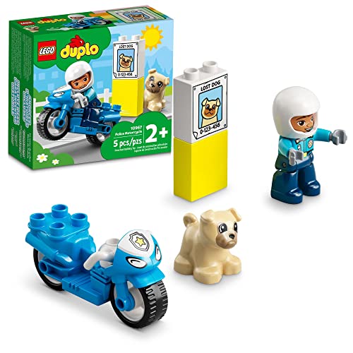 レゴ デュプロ LEGO DUPLO Town Rescue Police Motorcycle 10967 Toy for Toddlers, Boys & Girls 2 Plus Years Old, with Police Officer and Dog Figure, Early Development Toysレゴ デュプロ