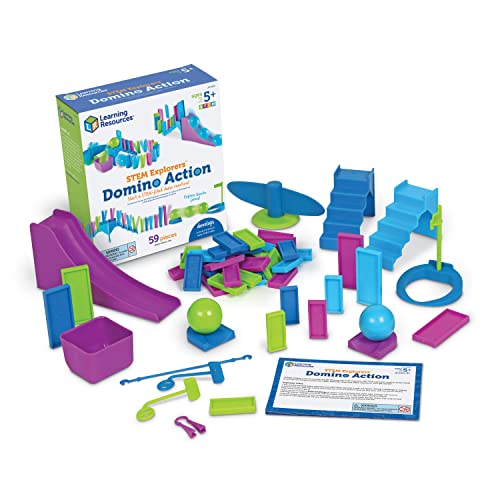 知育玩具 パズル ブロック ラーニングリソース Learning Resources STEM Explorers Domino Action, STEM Toys for Kids, 59 Pieces, Age 5 Gifts for Boys and Girls, 45 dominos, 10 double-sided challenge cards, obst知育玩具 パズル ブロック ラーニングリソース