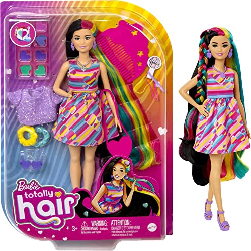 バービー バービー人形 Barbie Totally Hair Doll, Heart-Themed with 8.5-inch Fantasy Hair 15 Styling Accessories (8 with Color-Change Feature)バービー バービー人形
