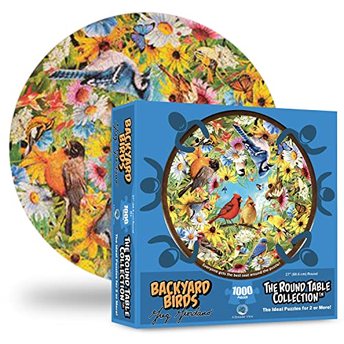ジグソーパズル 海外製 アメリカ A Broader View Backyard Birds Round Table Puzzle - 1000 Pieces, J..