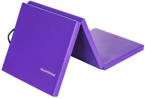 ヨガマット フィットネス BalanceFrom Three Fold Folding Exercise Mat with Carrying Handles for MMA, Gymnastics and Home Gym Protective Flooring, 2-Inch Thick, Purpleヨガマット フィットネス