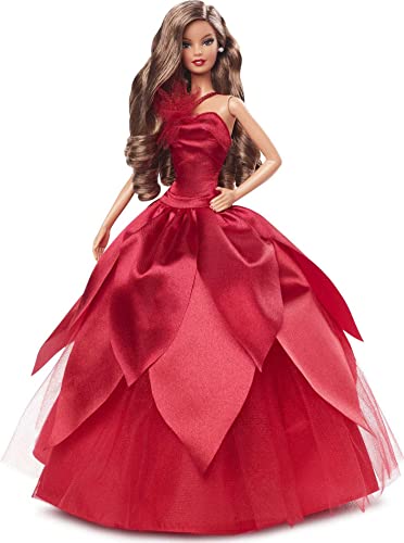 バービー バービー人形 Barbie Signature 2022 Holiday Doll (Light-Brown Wavy Hair) with Doll Stand, Collectible Gift for Kids Ages 6 Years Old and Upバービー バービー人形
