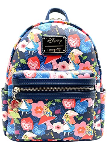 ラウンジフライ アメリカ 日本未発売 バッグ コラボ Loungefly X LASR Exclusive Disney Alice in Wonderland Golden Afternoon AOP Mini Backpack - Fashion Cute Purses Backpacksラウンジフライ アメリカ 日本未発売 バッグ コラボ