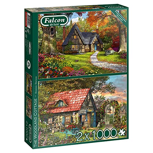 ジグソーパズル 海外製 アメリカ Jumbo, Falcon de Luxe - Woodland Cottages, Jigsaw Puzzles for Adults, 2 x 1000-Pieceジグソーパズル 海外製 アメリカ