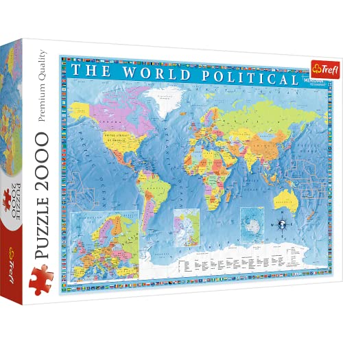 ジグソーパズル 海外製 アメリカ Trefl Political map of The World 2000 Piece Jigsaw Puzzle Red 38 x27 Print, DIY Puzzle, Creative Fun, Classic Puzzle for Adults and Children from 15 Years Oldジグソーパズル 海外製 アメリカ