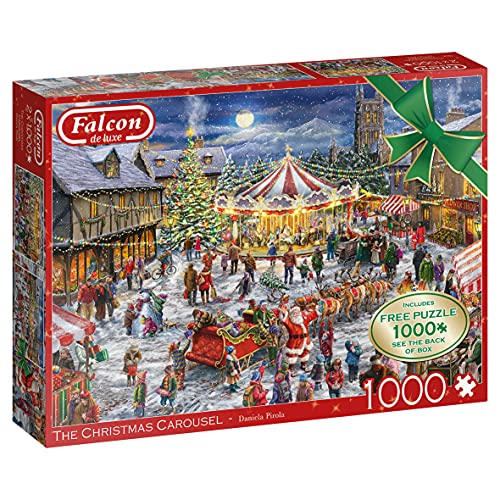 ジグソーパズル 海外製 アメリカ Jumbo, Falcon Deluxe - The Christmas Carousel, Jigsaw Puzzles for Adults, 2 x 1000 Pieceジグソーパズル 海外製 アメリカ