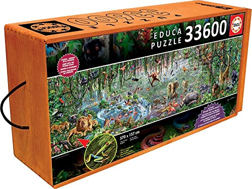 ѥ  ꥫ Educa 33,600 Piece Wild Life Puzzle with Wheeled Wooden Carry Caseѥ  ꥫ