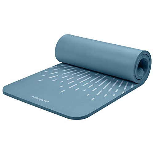 ヨガマット フィットネス Retrospec Solana Yoga Mat 1 Thick w/Nylon Strap for Men Women - Non Slip Exercise Mat for Home Yoga, Pilates, Stretching, Floor Fitness Workouts, Blue Mistヨガマット フィットネス