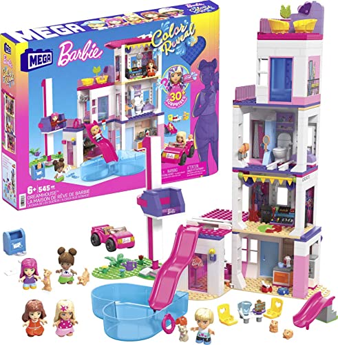 バービー バービー人形 MEGA Barbie Color Reveal Building Toy Playset for Kids, DreamHouse with 545 Pieces, 30+ Surprises, 5 Micro-Dolls, Accessories and Furnitureバービー バービー人形
