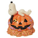 エネスコ Enesco 置物 インテリア 海外モデル アメリカ Enesco Peanuts by Jim Shore Halloween Snoopy Laying on Carved Pumpkin Figu..