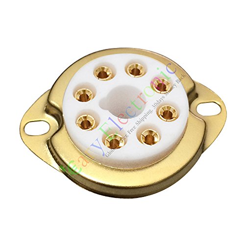  ١   ͢ Cayyi 1pc 8pin Gold Ceramic vacuum tube sockets octal valve For KT88 EL34B 6550 radio ١   ͢