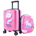 スーツケース キャリーバッグ ビジネスバッグ ビジネスリュック バッグ iPlay, iLearn Unicorn Kids Luggage, Girls Carry on Suitcase W/ 4 Spinner Wheels, Pink Travel Luggage Set W/Backpack,スーツケース キャリーバッグ ビジネスバッグ ビジネスリュック バッグ