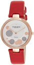 rv AN{XXXIV fB[X Akribos XXIV AK1069 Ornate Womens Casual Watch - Mother of Pearl Center Dial - Quartz Movement - Suede Leather Strap (Royal Red)rv AN{XXXIV fB[X