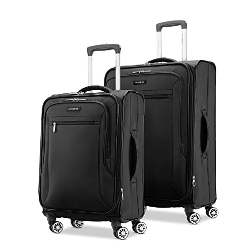 スーツケース キャリーバッグ ビジネスバッグ ビジネスリュック バッグ Samsonite Ascella X Softside Expandable Luggage with Spinners, Black, 2PC SET (Carry-on/Medium)スーツケース キャリーバッグ ビジネスバッグ ビジネスリュック バッグ