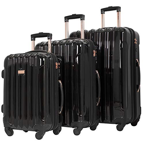 スーツケース キャリーバッグ ビジネスバッグ ビジネスリュック バッグ kensie Women's Alma Hardside Spinner Luggage,TSA-Approved, Metallic Black, 3-Piece Set (20/24/28)スーツケース キャリーバッグ ビジネスバッグ ビジネスリュック バッグ