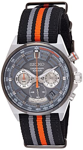 腕時計 セイコー メンズ SEIKO SSB403 Watch for Men - Essentials - Quartz Chronograph, Tachymeter, Gray Dial with Metallic and Orange Accents, Racing Stripe Strap, and Water-Resistant to 100m腕時計 セイコー メンズ