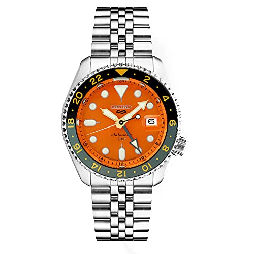 楽天angelica腕時計 セイコー メンズ Seiko SSK005 Automatic Watch for Men - 5 -Sports - Orange Dial with Date Calendar and Luminous Hands & Markers and Gray GMT Bezel, 100m Water-Resistant腕時計 セイコー メンズ