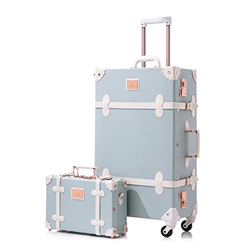 スーツケース キャリーバッグ ビジネスバッグ ビジネスリュック バッグ Unitravel 2 Piece Vintage Suitcase Set, 26" Women Cute Travel Luggage with 12" Handbag, Hardside Faux Leather Spinneスーツケース キャリーバッグ ビジネスバッグ ビジネスリュック バッグ