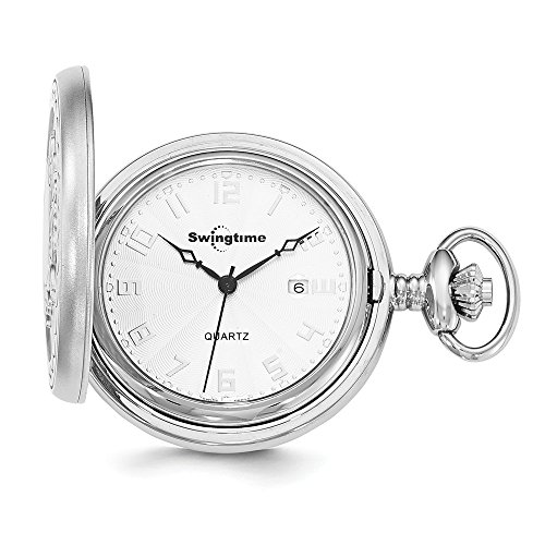 Sonia Jewels Swingtime Chrome-Finish Brass Dial Date 48mm Pocket Watch 14