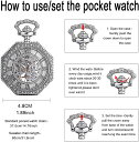 Infinite U Mens Pocket Watch Steampunk Vintage Unique Octagon Skeleton Mechanical Pocket Watch with Chain 2