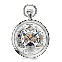 Charles Hubert Stainless Steel Men's Open Face Skeleton Dual Time Pocket Watch 1...