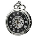 TREEWETO Pocket Watch Skeleton Open Face Men Antique Bronze Mechanical Hand-Wind...