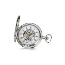 Sonia Jewels Charles Hubert Chrome-Finish White Skeleton Dial Pocket Watch 14.5