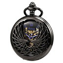 TREEWETO Men's Women's Pocket Watch Mechanical Skeleton Eagle Wings Double Hollo...