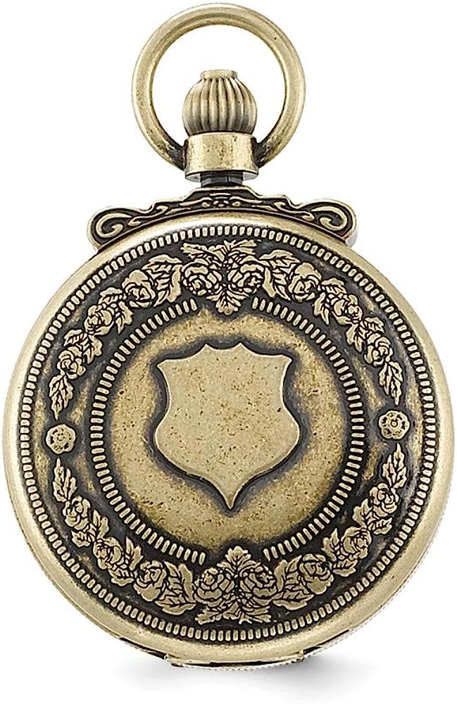 Sonia Jewels Charles Hubert Antique Gold Men's Finish Skeleton Pocket Watch 14.5"