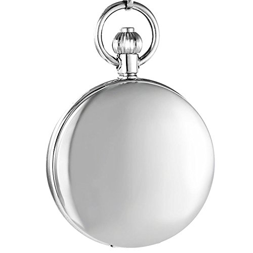 OGLE Vintage Waterproof Mirror Chain Black Fob Self Winding Automatic Skeleton Mechanical Waterproof Pocket Watch