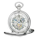 Charles Hubert Stainless Steel Men's Skeleton Dial Pocket Watch 14.5