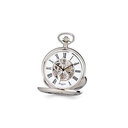 Sonia Jewels Charles Hubert White Skeleton Dial 53mm Pocket Watch 14.5"